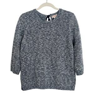 Brooks Brothers Red Fleece Marbled Cotton Sweater Navy Ribbon 3/4 Sleeves Size L